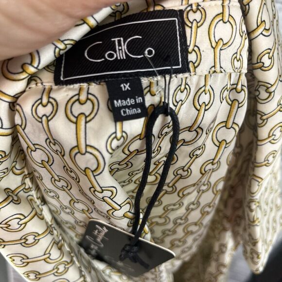 CotilCo Blouse Tunic Plus size 1X Gold Chains Career Professional Modest Church - Picture 11 of 11